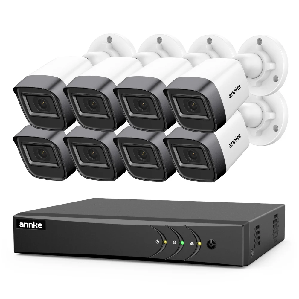 ANNKE HD TVI analógico 2MP 1080P vigilancia CCTV sistema de seguridad AI inteligente 8 canales DVR 8 Uds cámara tipo bala 20m IR IP66