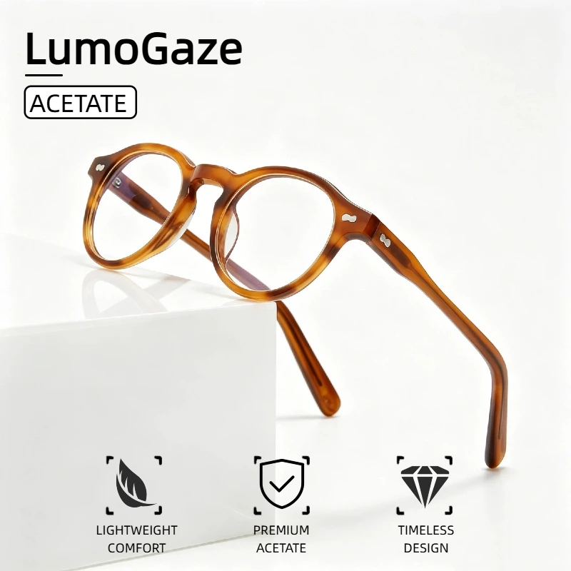 Unisex Retro Round Simple Glasses Design Fashion Glasses New Style Retro High Quality Acetate Frame Clear Lens