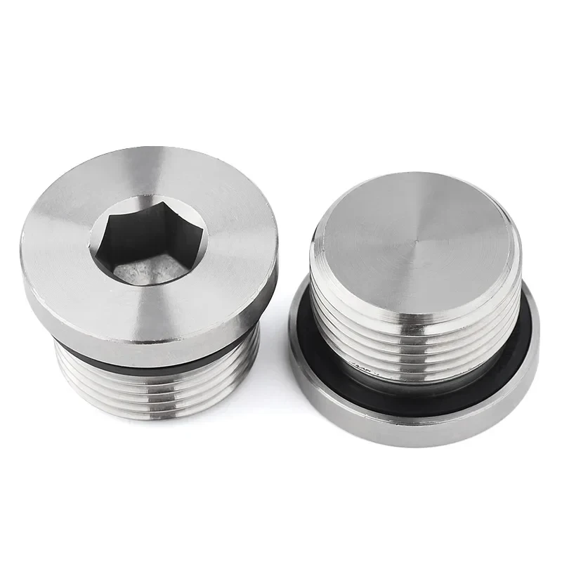 M8-M48 304 Stainless Steel Hex Head Threaded Plug / Hydraulic Oil Pipe Fitting with ED Copper Washer Seal