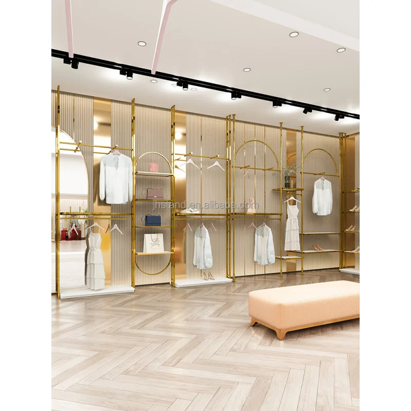 customized.Factory Custom Garment Clothes Stand & Shoes Racks Store Multi-function Clothing Display Shelves Retail With