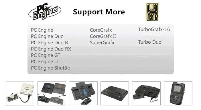 محرك كمبيوتر Pce توربيني Grafx 16 وحدة تحكم في الألعاب وجهاز Gt محمول باليد 700 في 1 بطاقة ألعاب يدعم محرك Pcengine