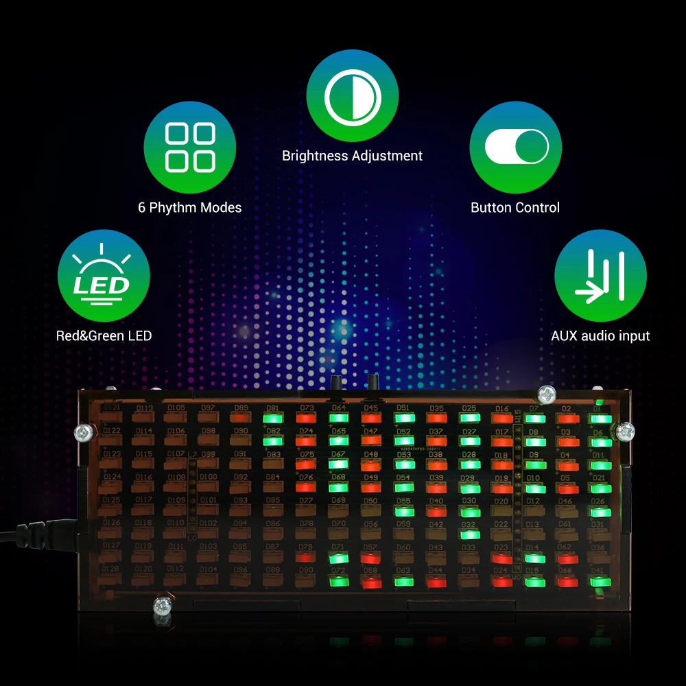 Elektroniczny zestaw zrób to sam LED spektrum muzyki migający wskaźnik poziomu Audio C51 kontroler MCU zestaw do lutowania