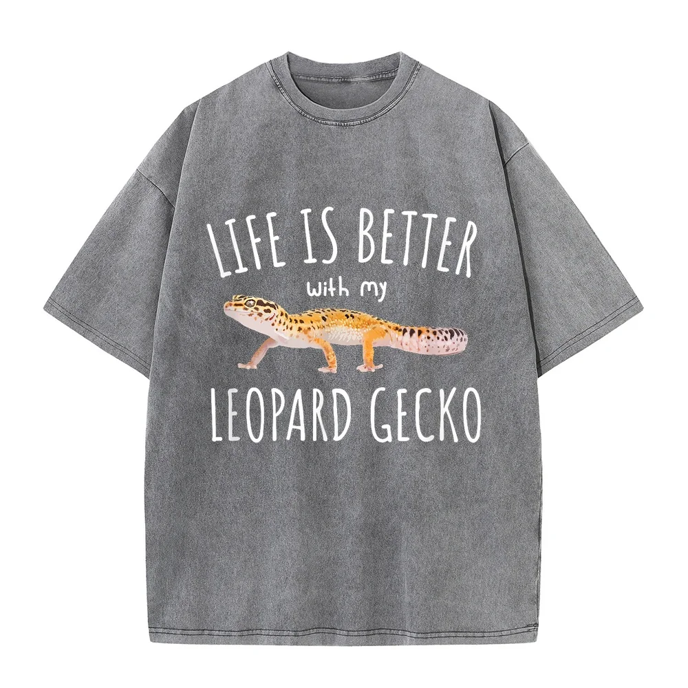 Life is Better with My Leopard Gecko Reptile T-Shirt Funny Man T Shirt Oversize Herren Bekleidung Multi Color Men Humor Quote