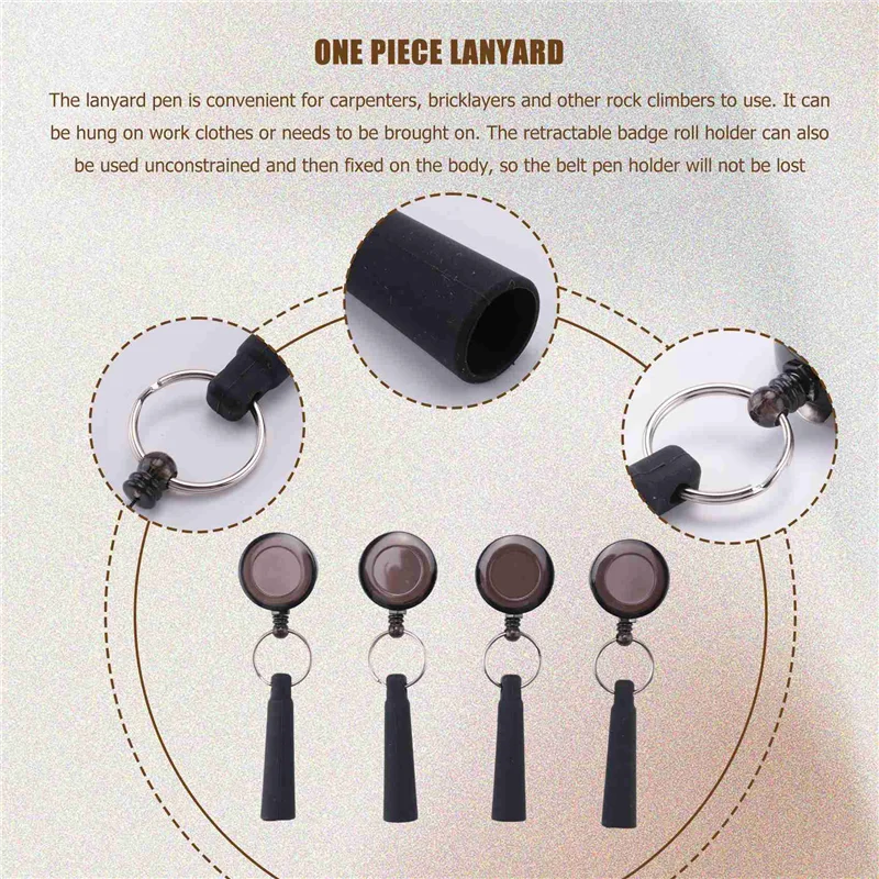 

New Shown-4 Pcs Elastic Silicone Retractable Pencil Holder, Duty Retractable Pull Pen For Woodwork, Bricklayer, Handicraft Maker