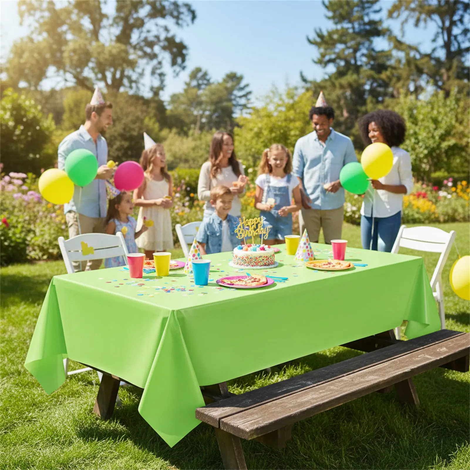 Disposable PE Plastic Tablecloth Waterproof Party Decor 137x183cm For Birthday Wedding Events