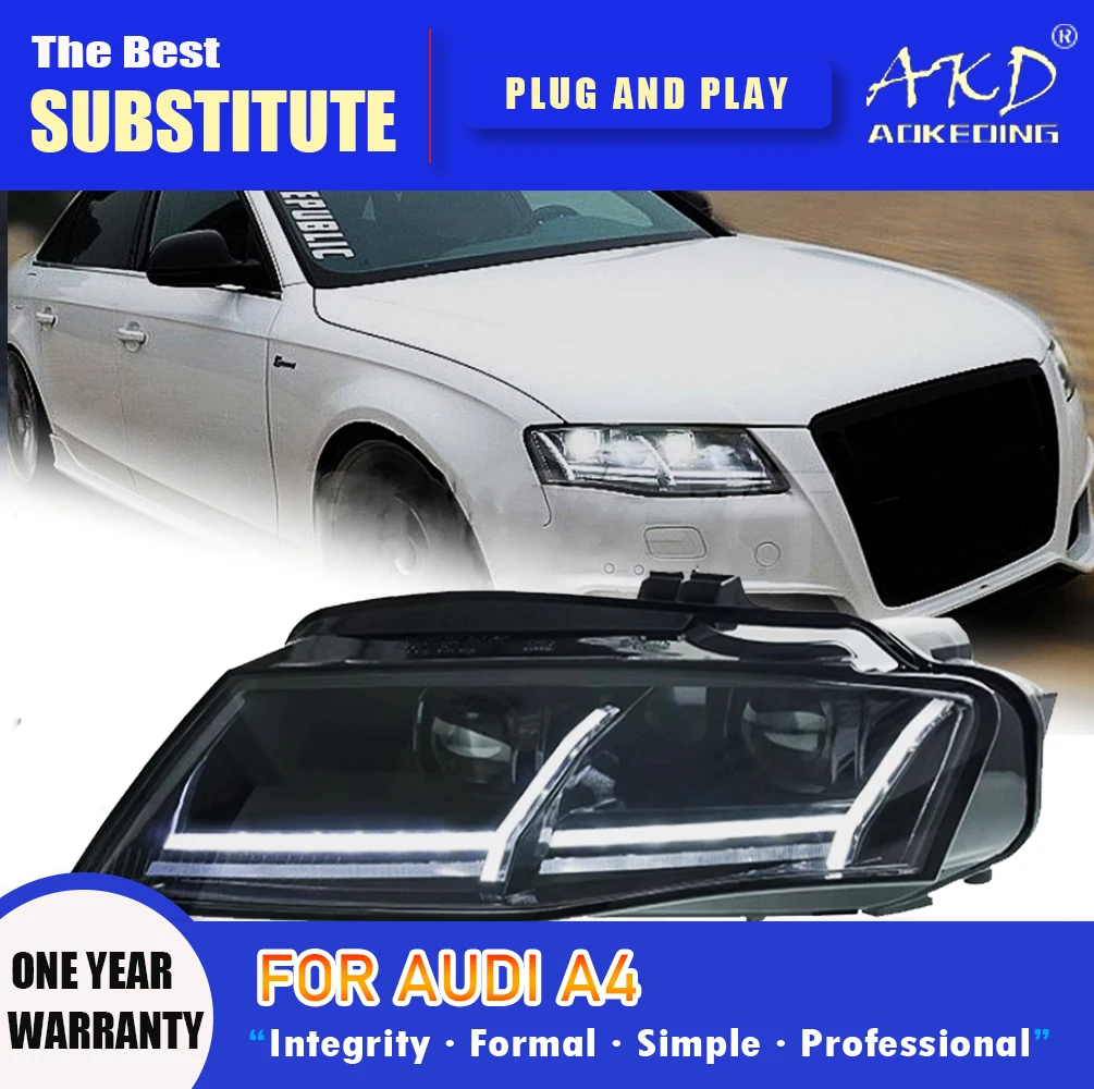 Head Lamp for A4 A4L B8 LED Headlight 2009-2012 Headlights A4L DRL Turn Signal High Beam Angel Eye Projector Lens