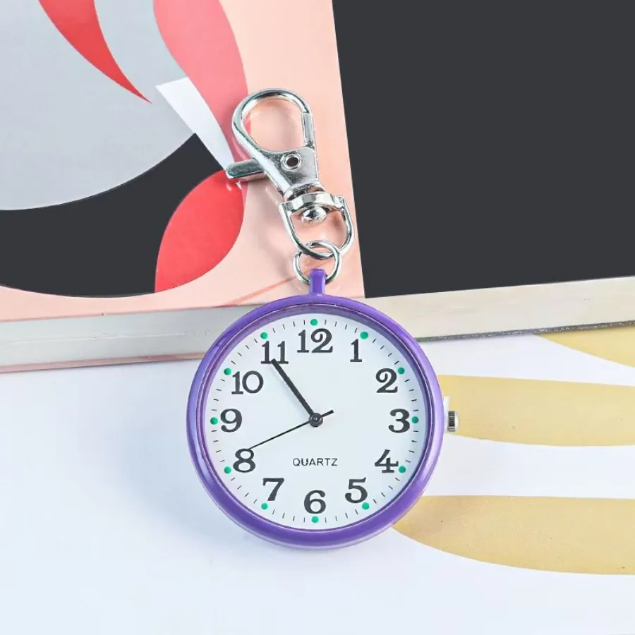 4/5 pcs Electronic Pocket Watch LED Keychain Nurse Pocket Watch Digital Watch for Student Backpacks Keys Pendant Timepiece