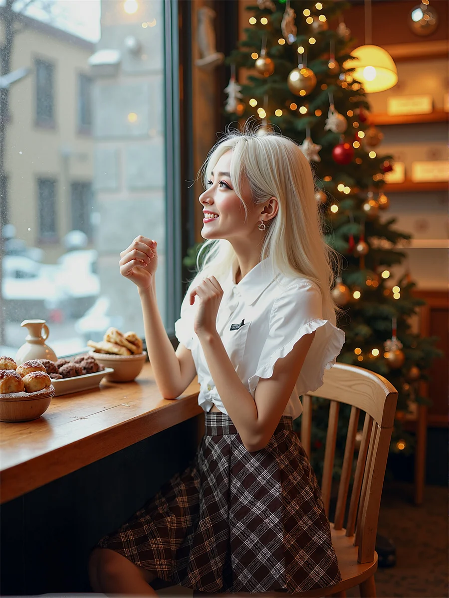 Plaid Empire Preppy Style Skirts For Woman Women Clothes Spring Lace Flare Party Romantic Teenage Delicate Exquisite Sweet Girls