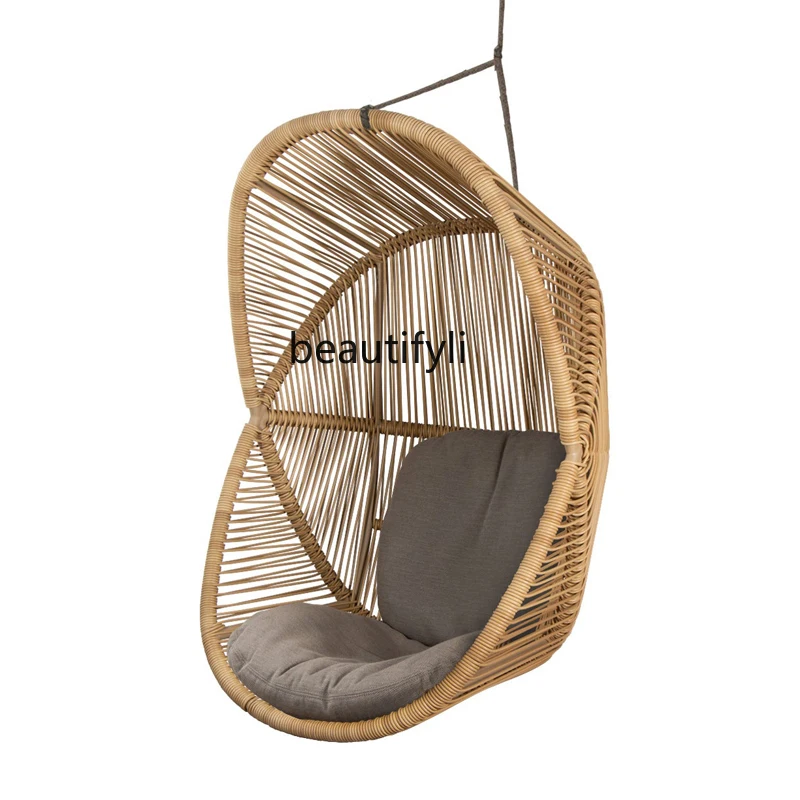 

Outdoor Swing Leisure Courtyard Garden Villa Hotel Bird's Nest Rattan Recliner Hanging Basket Glider Single Furniture