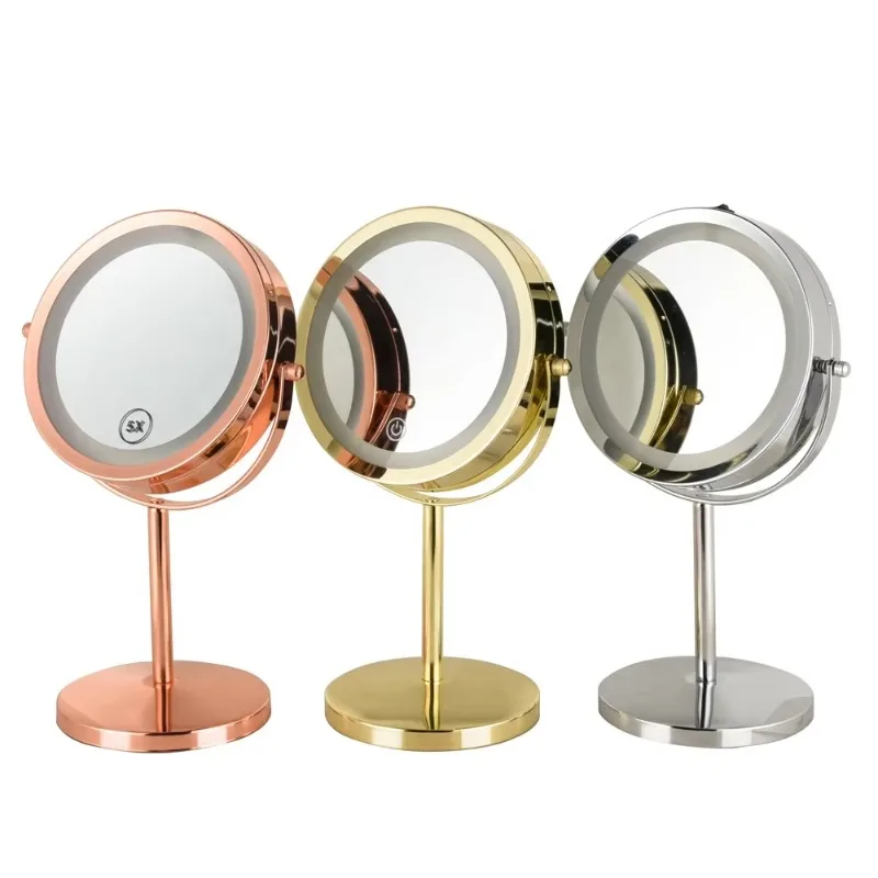 

Desk top adjustable stand Makeup mirror with led light high definition anti-fog, scratch and wear