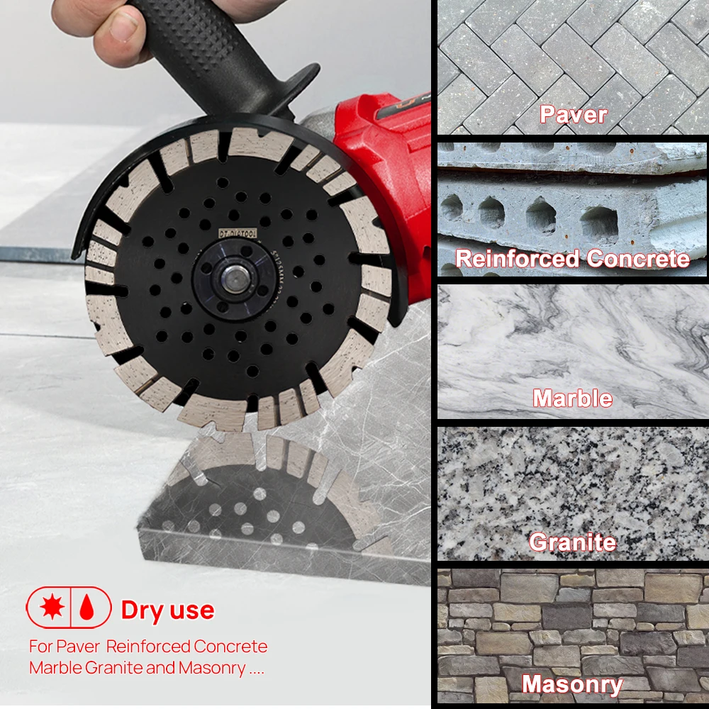 DT-Diatool 1/2/3/5Pcs Dia 125mm Multi-Hole Dry Saw Blades Cutting Discs for Granite Concrete Masonry V-Tooth Corrugated Dry Cut