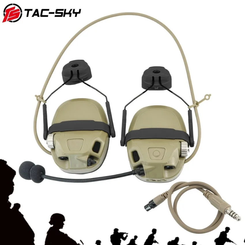 TAC-SKY ARC Rail Helmet Headset Mount Outdoor Shooting Headset Dual-Mode AMP Tactical Communication & Hearing Protection Headset
