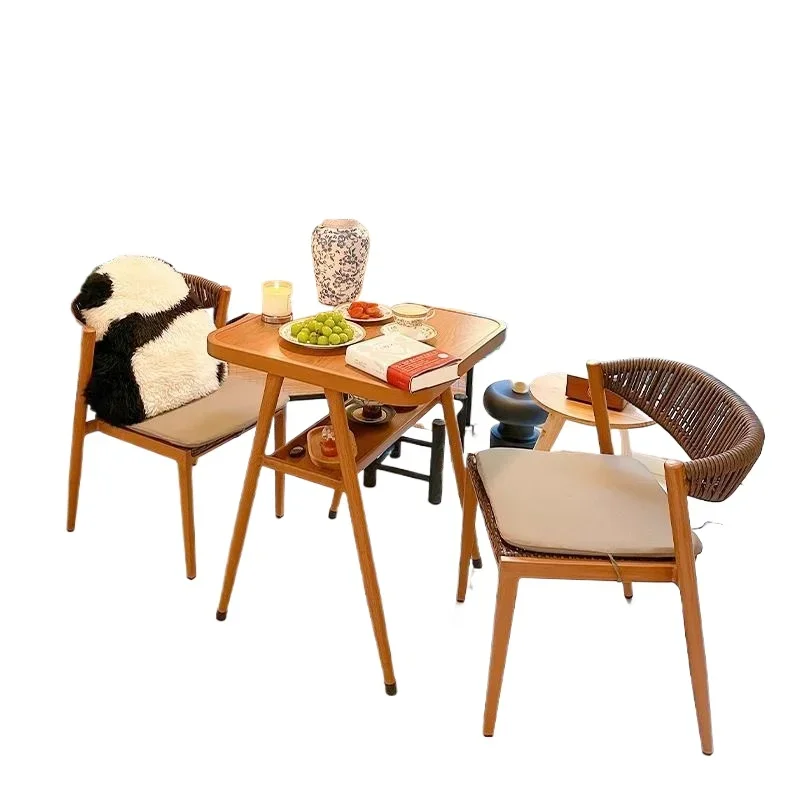 

Chinese rattan chair three-piece set, small apartment reading, one table and two chairs small