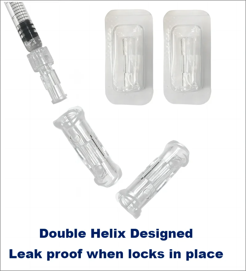 Imagem -04 - Dupla Hélice Médica Estéril Luer Lock Adaptador Conector de Seringa de Plástico Transparente Vazamento à Prova 10 a 100 Pcs