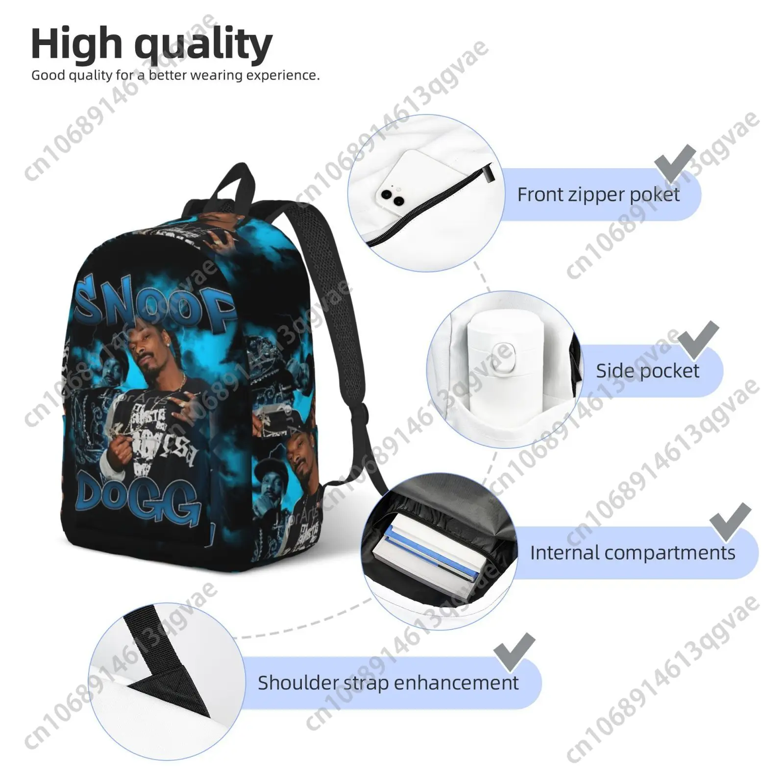 Snoop Dogg USA Rapper Custom Canvas Lightweight Backpack Fashion Durable Student Men Women Business Daypack