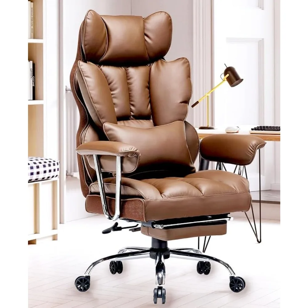 

Ergonomic Office Chair, PU Leather High Back Desk Chair for Big and Tall People, Executive Swivel Chair with Leg Rest