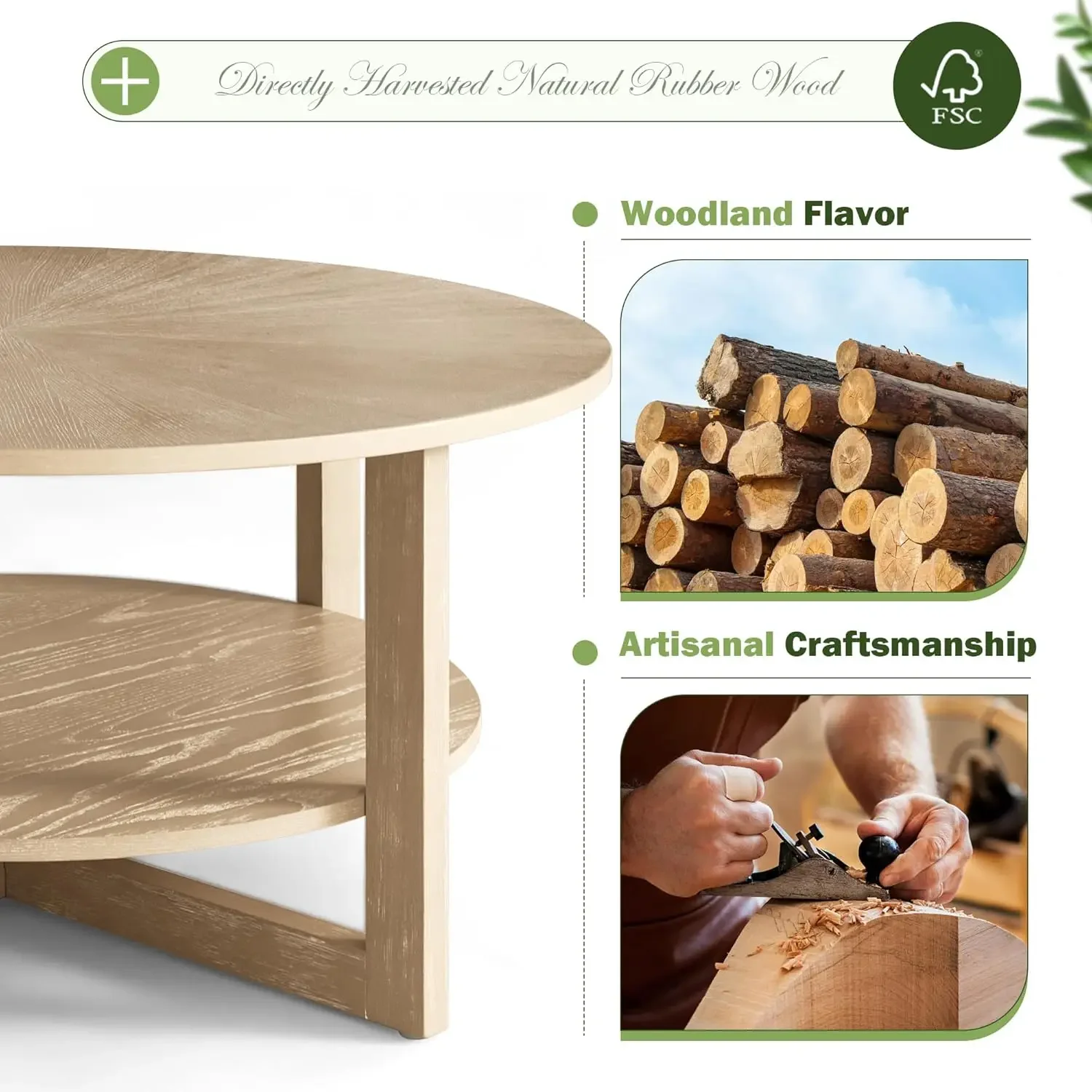 Table with Storage Shelf, 2-Tier Wood Coffee Table, Small Space Solution for Living Room Furniture, Easy to Assemble, Espresso