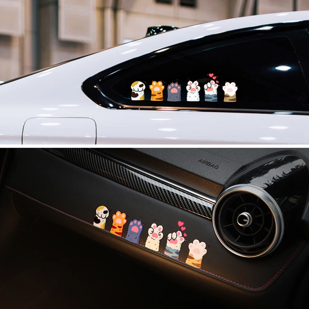 1set Cute Kitten Paw Vinyl Sticker Waterproof Decal for Motorcycle Helmet Car Fuel Tank Windshield