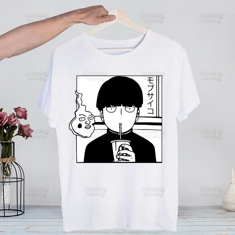 Mob Psycho 100 T Shirt Men Retro Tops Tees Harajuku One Anime Manga Shigeo Kageyama Tshirt Streetwear Hip Hop Male T-shirts