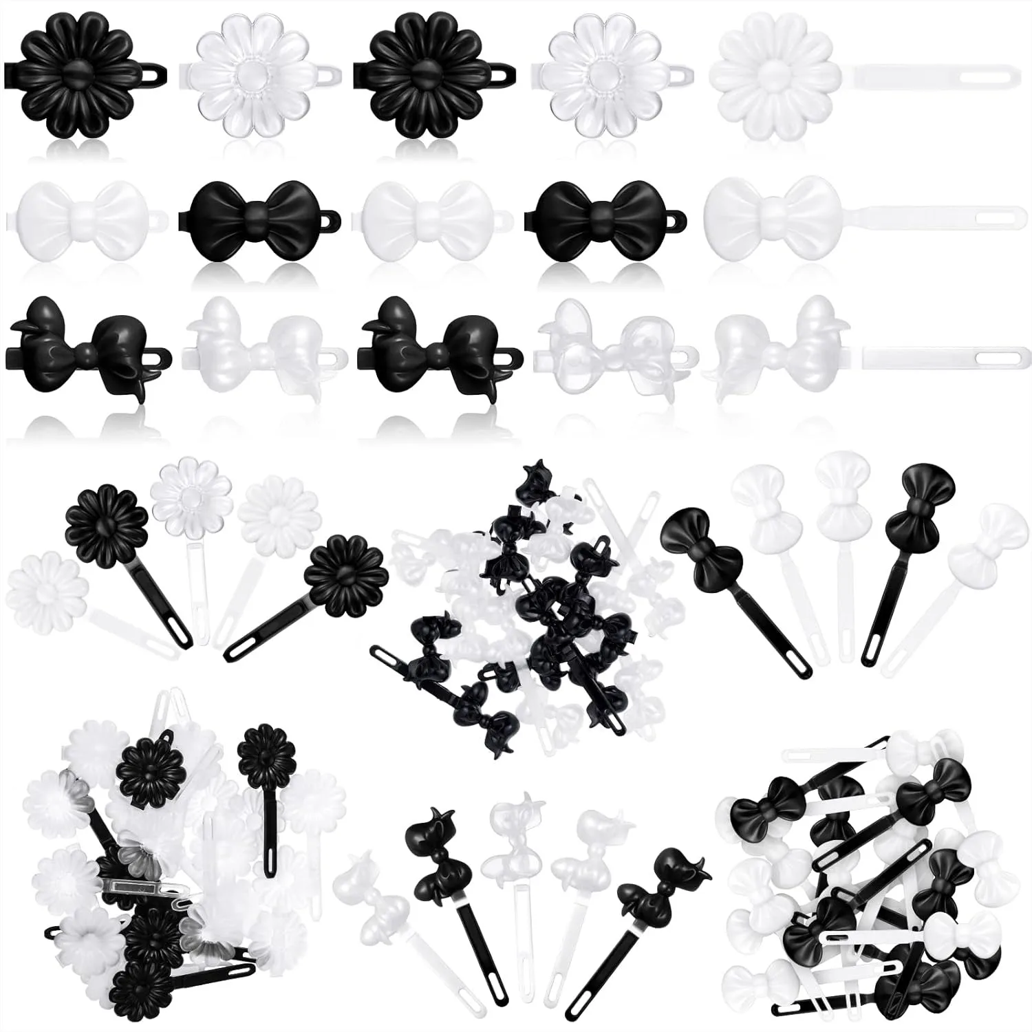 

72 Pcs Self Hinge Plastic Hair Clips For Toddler Girls 80s 90s Cartoon Hairpins Colorful Cute Clips White Black Clear Classic