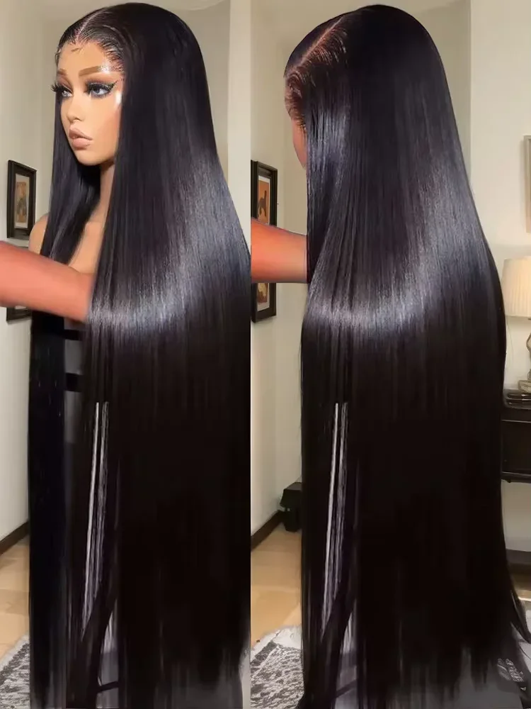 Bone Straight 30 36 Inches 13x6 HD Lace Frontal Human Hair Wigs Remy Pre Plucked 13x4 Transparent Lace Front Wig For Black Women