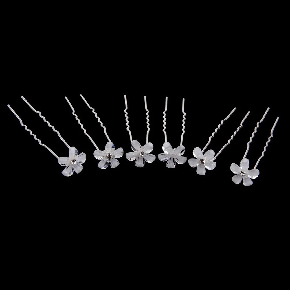 

18Pcs Bride Headwear Clip Small Lightweight Durable Alloy Acrylic U-Shape Pin Clips Wedding Hairstyle DIY