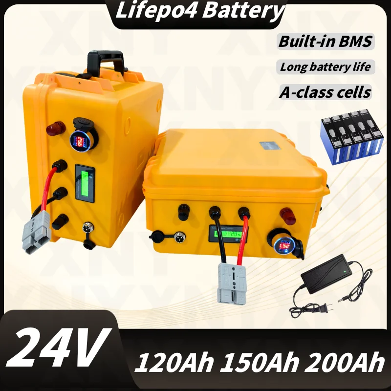 

Waterproof 24V Lithium Battery Lifepo4 50Ah-200Ah with BMS for Trolling Motor Propeller +10A Charger - 60Ah 80Ah 100Ah 120Ah 150