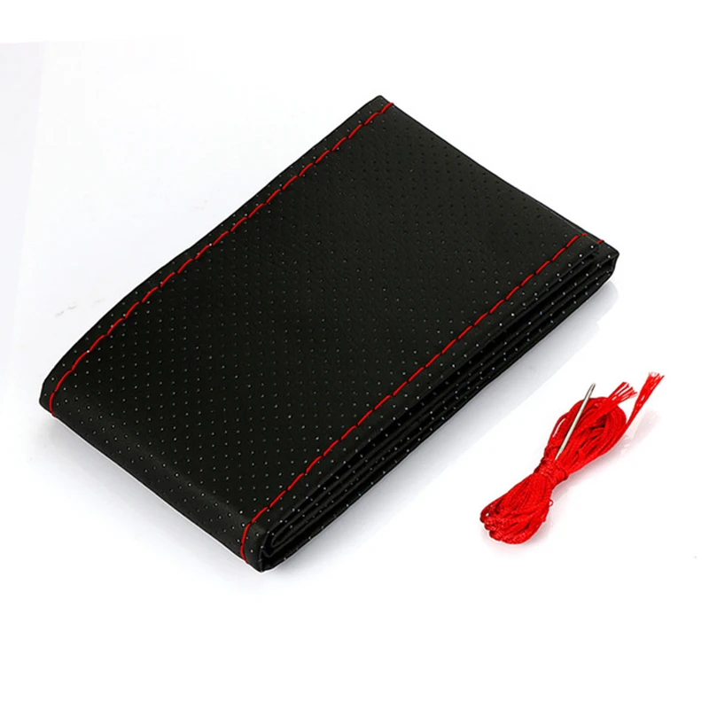 Car Steering Wheel Cover Needles And Braid Thread Artificial Leather Car Covers Suite 3 Color DIY Texture Soft Auto Accessories — 1