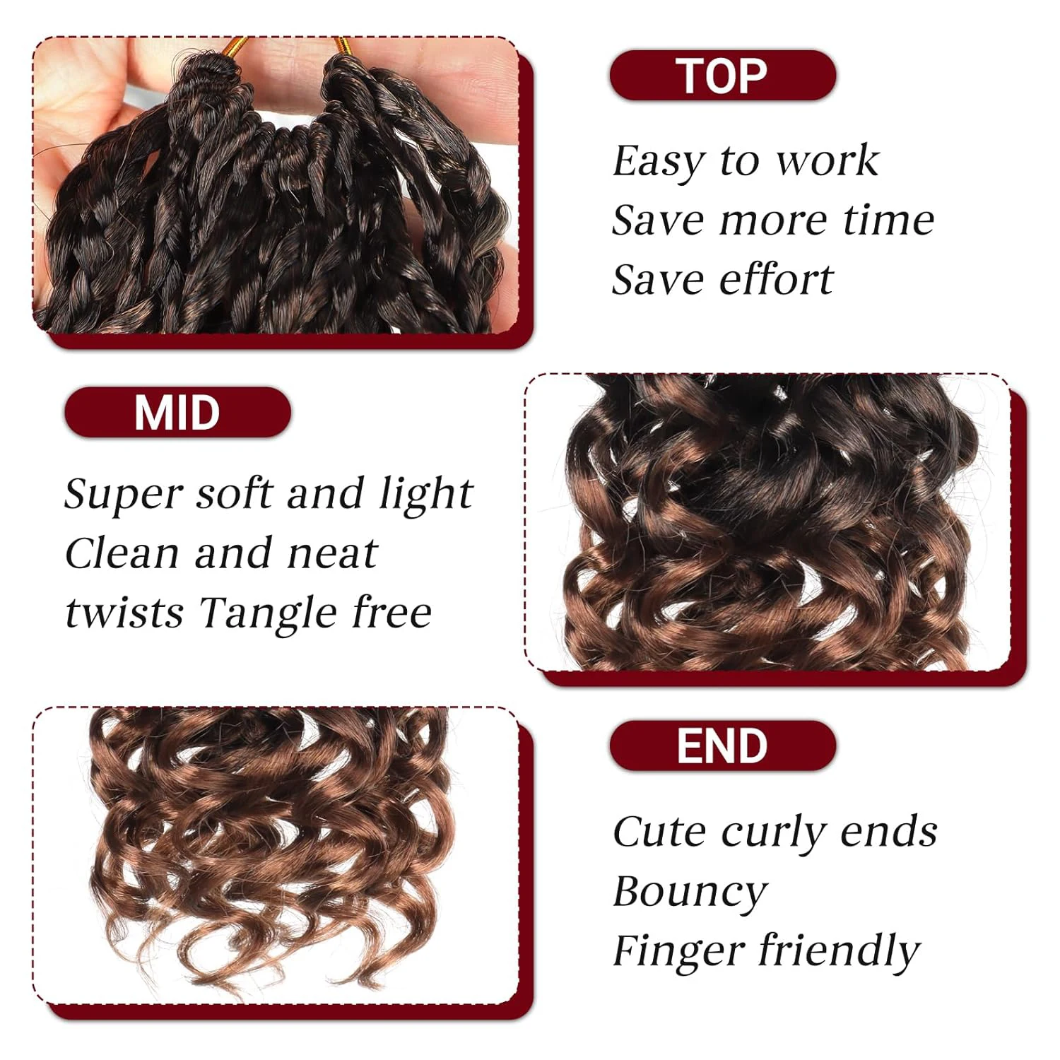 GoGo Curl Crochet Hair 10/14/18 Inch 1-7 Packs synthetic Curly Crochet Hair Pre looped Ocean Wave Water Wave Deep Twist