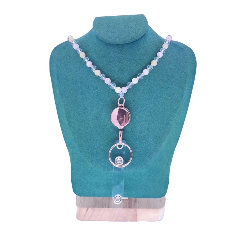 QX2B เชือกเส้นเล็กลูกปัดพร้อมที่ใส่บัตร ผู้ถือป้ายครู Lanyards Key Lanyard