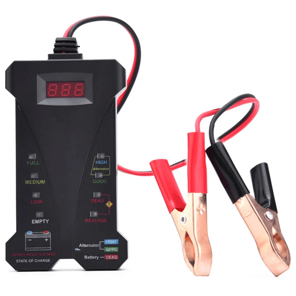 12V Digital Battery Tester Voltmeter and Alternator Charging System Analyzer with LCD Display and LED Indication 805A