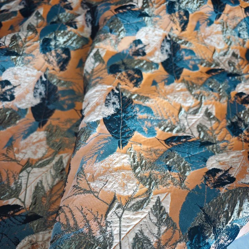 1yard Designer Fashion Creative Stage Tops,Bottoms and Fabrics for clothing Retro leaf pattern jacquard texture fabric