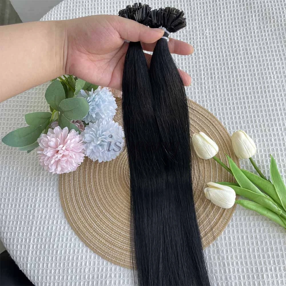 Isheeny مسمار U تلميح وصلات شعر شعر بشري حقيقي الكيراتين الشعر التمديد الانصهار الطبيعي للنساء 12 بوصة-20 بوصة 30 جرام/الحزمة