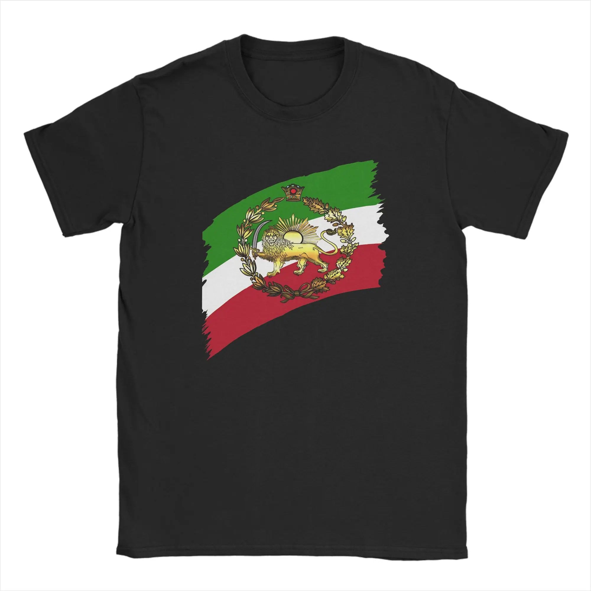 

Футболка с изображением иранского флага, льва и короны, летняя, новинка, для взрослых, 100% хлопок, с круглым вырезом, большие размеры до 5XL, одежда, топы