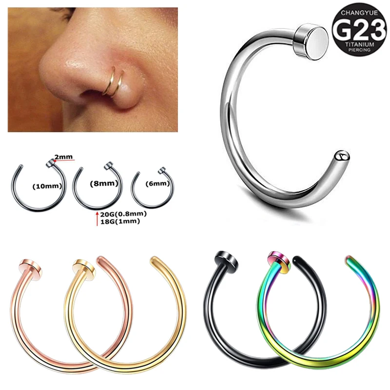 1PC G23 Titanium Piercing Earrings Septum Cartilage Nose Ring Ear Cartilage Helix Tragus Fashion Body Piercing Jewelry 18-20G