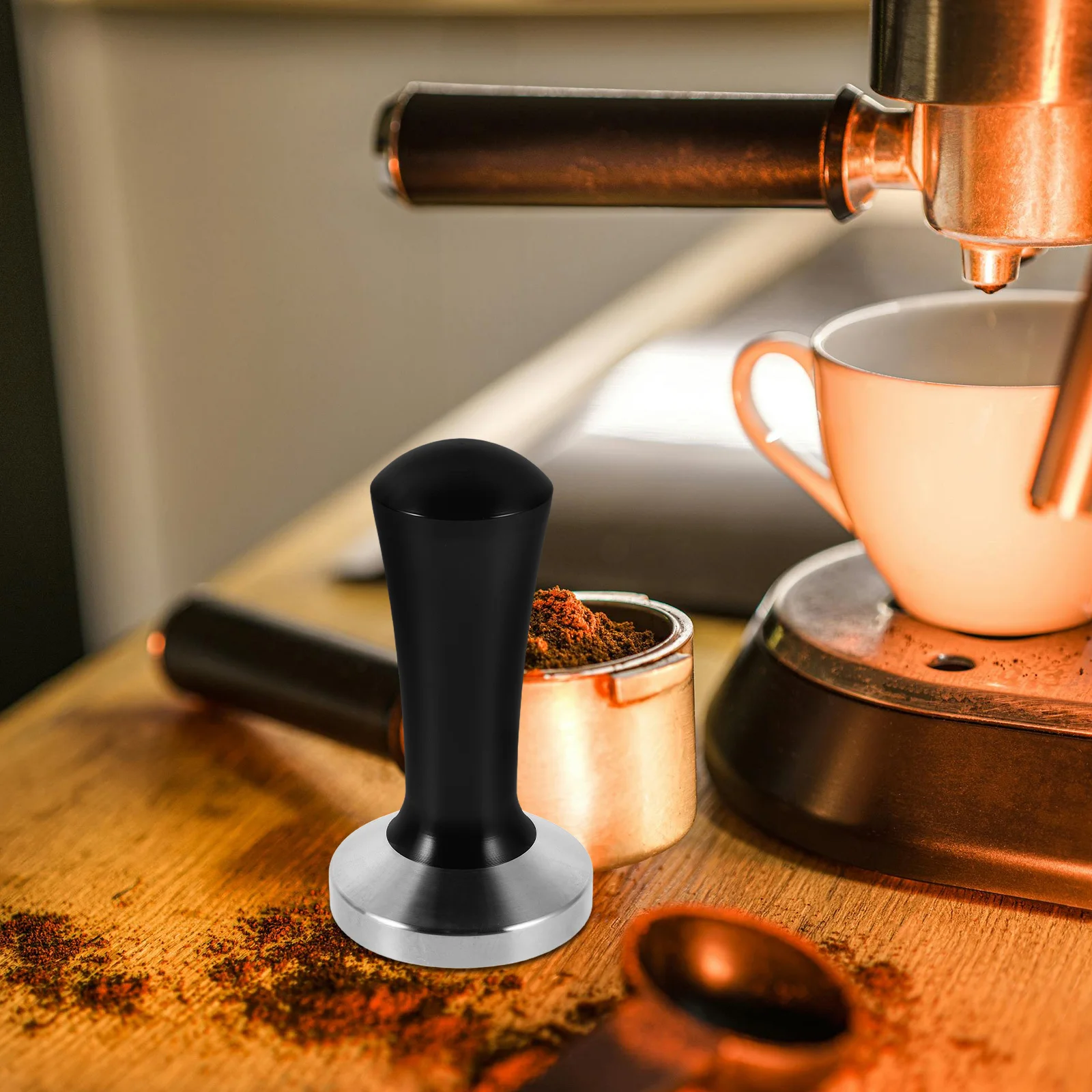 

Stainless Steel Coffee Tamper 58mm Flat Base Comfortable Grip Espresso Tamping Tool Pressing Accessories Tamper Espresso