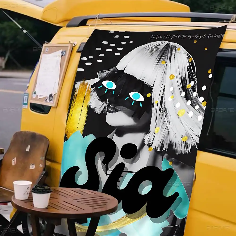 Classic Singer S-Sia Small Size Cheerleading Banner Hand Pulled Flag Outdoor Atmosphere Flags