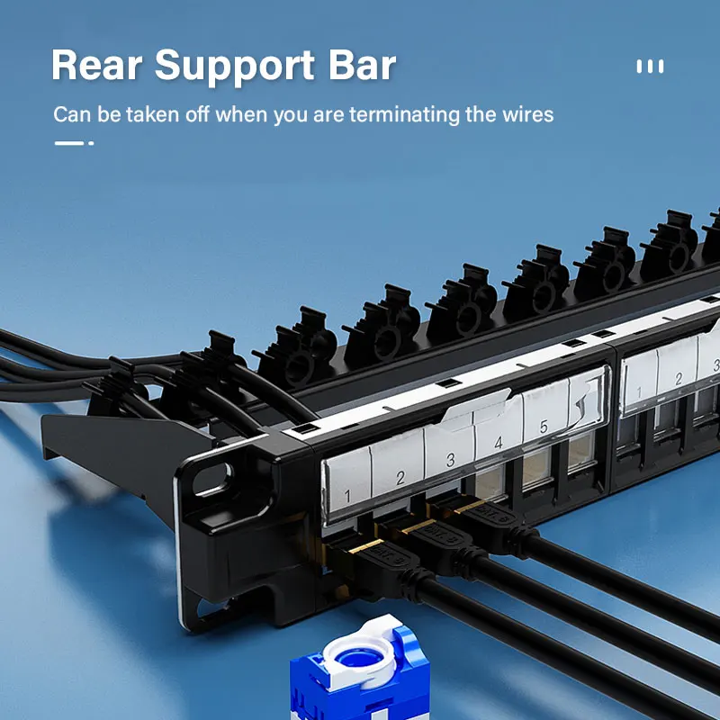 ZoeRax 24-Port Shielded Network Patch Panel RJ45 with Jack Shutter and Cable Management Bar for Keystone Jack/Coupler