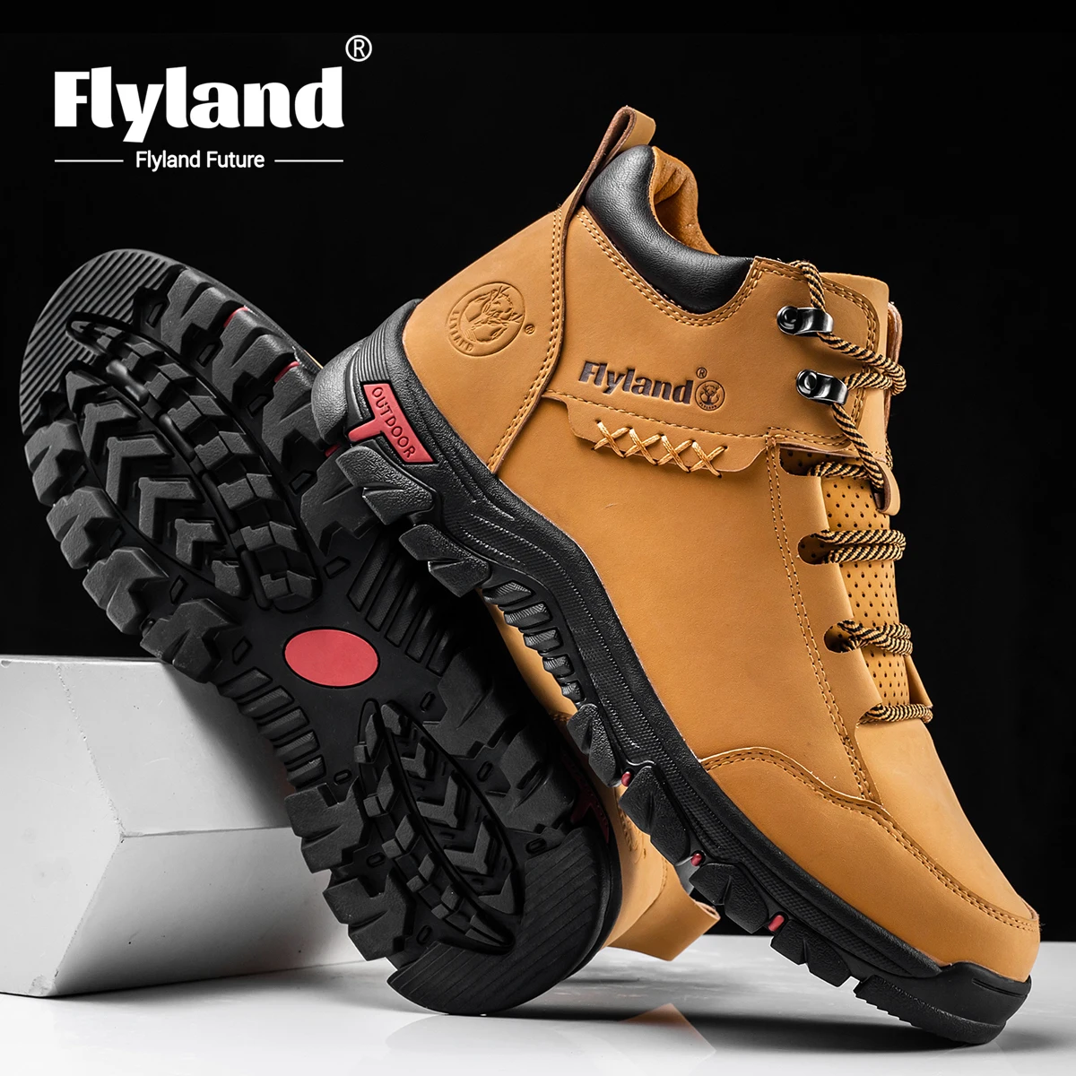 FLYLAND Men's Chukka Boots, Vintage Classical Top Layer Cowhide Leather, Casual Work Office Shoes, Daily