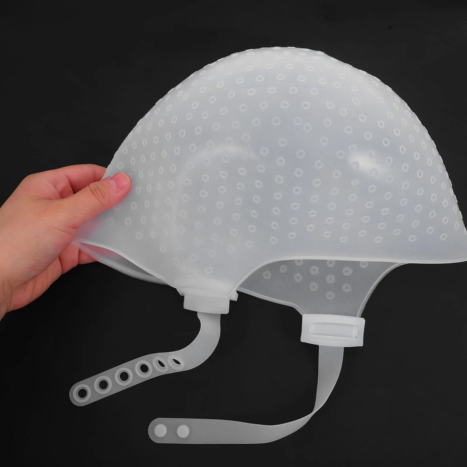 

Silicone Hair Dye Cap Highlight Hat with Hook White Reusable Tools Punched Hole for Hair Coloring Salon Home Use