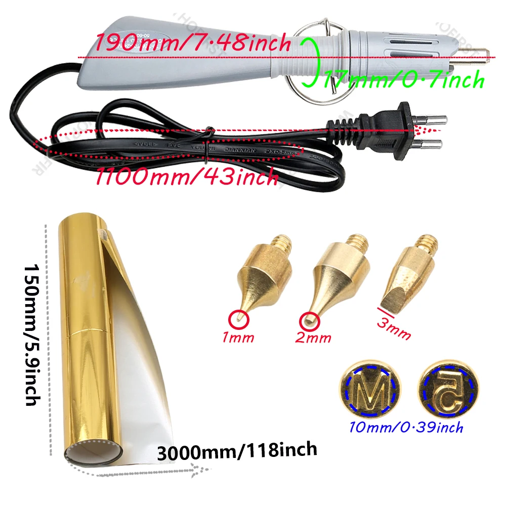 Hot Stamping Applicator Kit EU Plug with US Adapter Writing or Painting on Paper DIY Wood Crafts Personal Signature