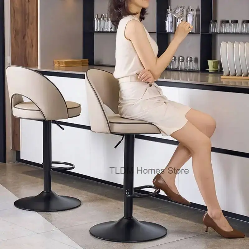 

Chairs Lifting Up Down High Backrest Barbershop Rotating Waterproof Full Cover Stool Industrial Modern Barkruk Bar Furniture