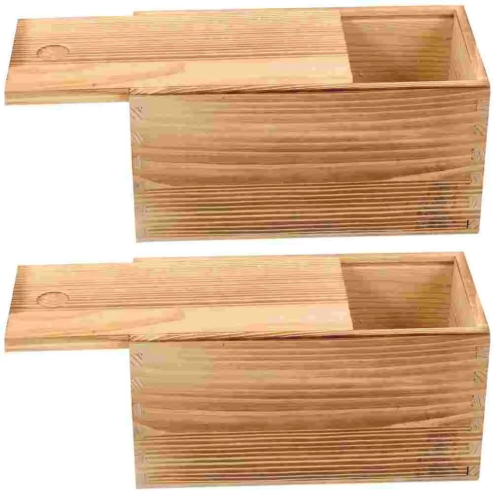 

Wooden Jewelry Box Sliding Lid Small Storage Case for Earrings Lightweight Portable Lasting Easy Open Close