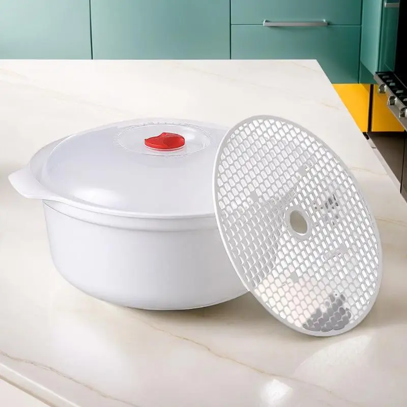 Food Grade Microwave Heating Box With Lid Rice Soup Bun Steaming Container Kitchen Utensil