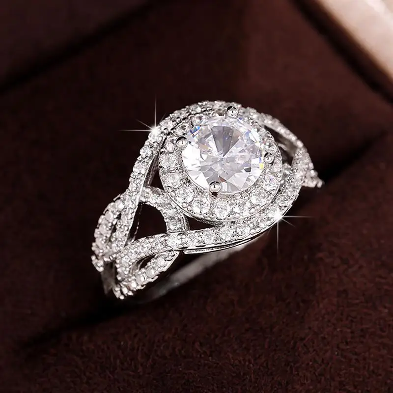 Huitan Cross Eleganter Damenring, zarte Hochzeits- und Verlobungsaccessoires, eingelegt mit brillantem CZ, modisch, vielseitig, Party-Schmuck, Geschenk