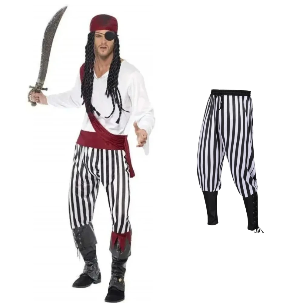 

Men's Cotton Linen Long Pants Ankle Belted Medieval Viking Pirate Trousers Casual Loose Fit Comfortable Breathable Summer Autumn