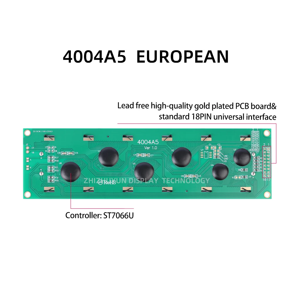 4004A5 European Character LCD Module Display Screen Gray Film Semi Transparent STN Led Backlight ST7066U Controller