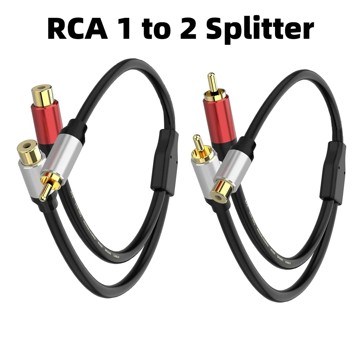 0.3M Gold Plated RCA Audio Cable 1-to-2 Jack Y Splitter Adapter Extension Cord for TV DVD Player Subwoofer Amplifier Speaker