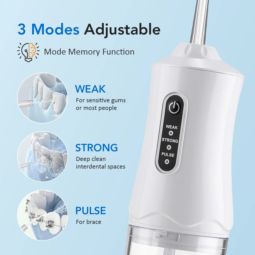 Electric Dental Water Flosser Oral Irrigator Portable Dental Bed Sprinkler Jet Toothpick 4Nozzle Mouth Washing Machine 220ml image 2