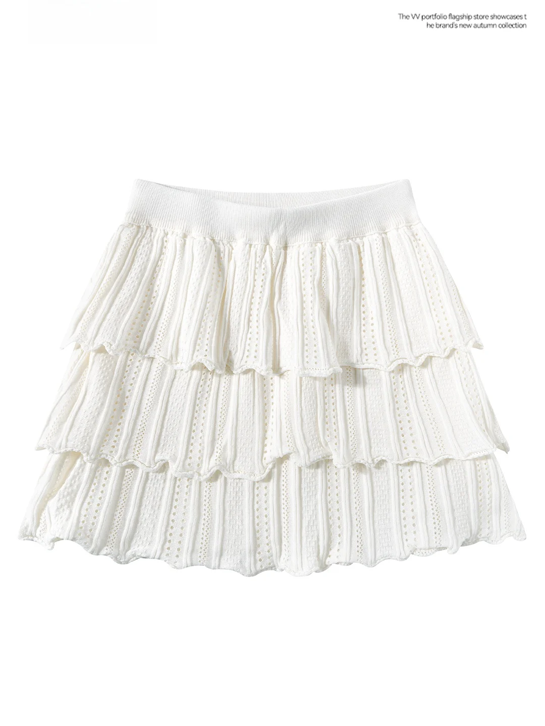 High Waist Knitted Short Skirt Women's A-Line Cake Skirt Half Length Design Summer White Anti-Aging Fashion Trend